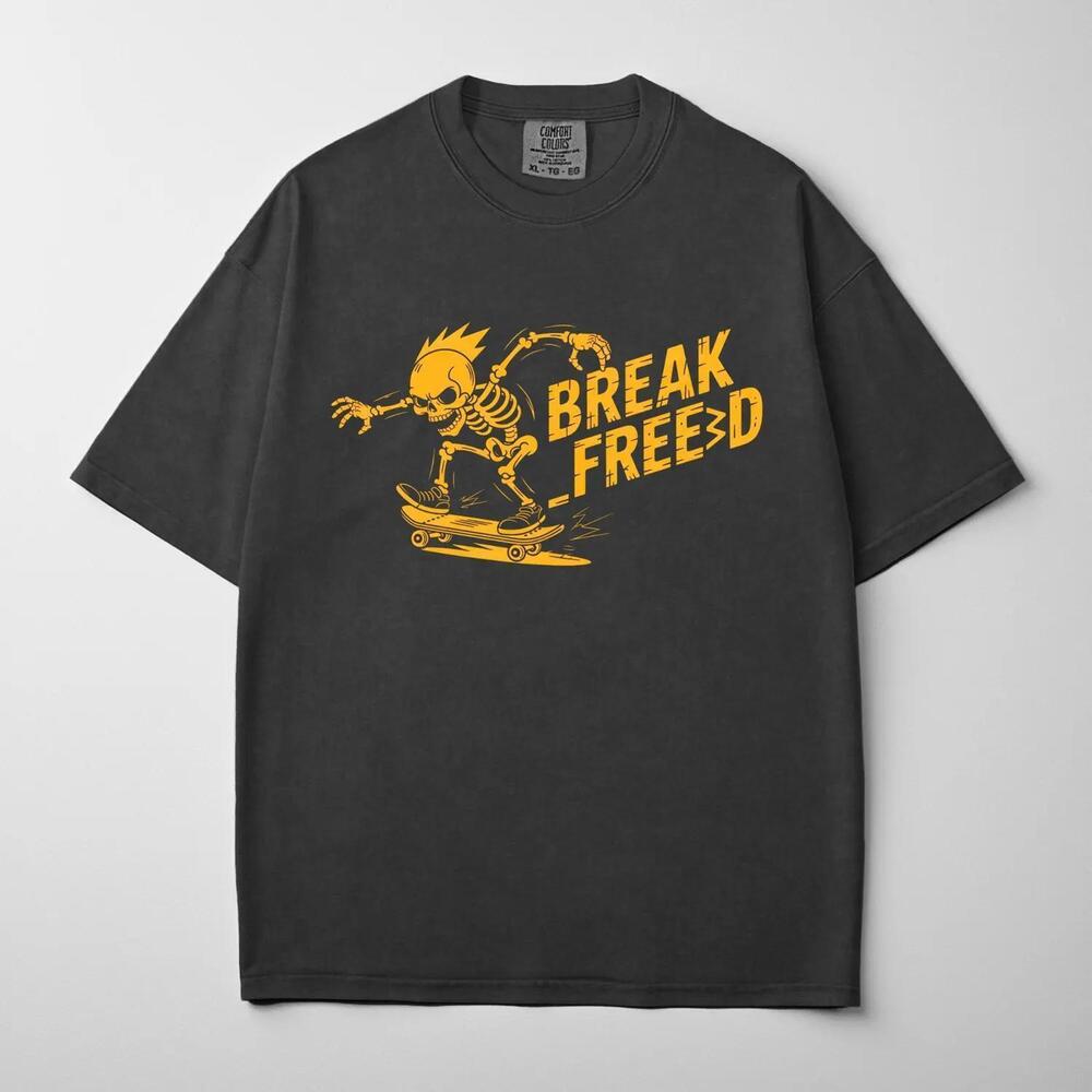 Skater Skeleton Graphic Tee - Punk Rock Streetwear Shirt